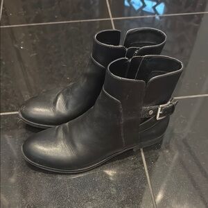 Bass Black Ankle Boots with Buckle Detail